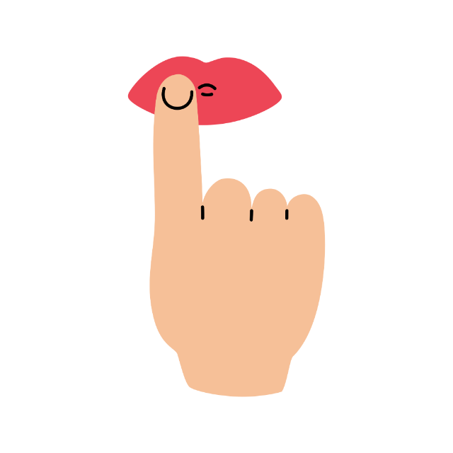 Zeigefinger vor den Lippen